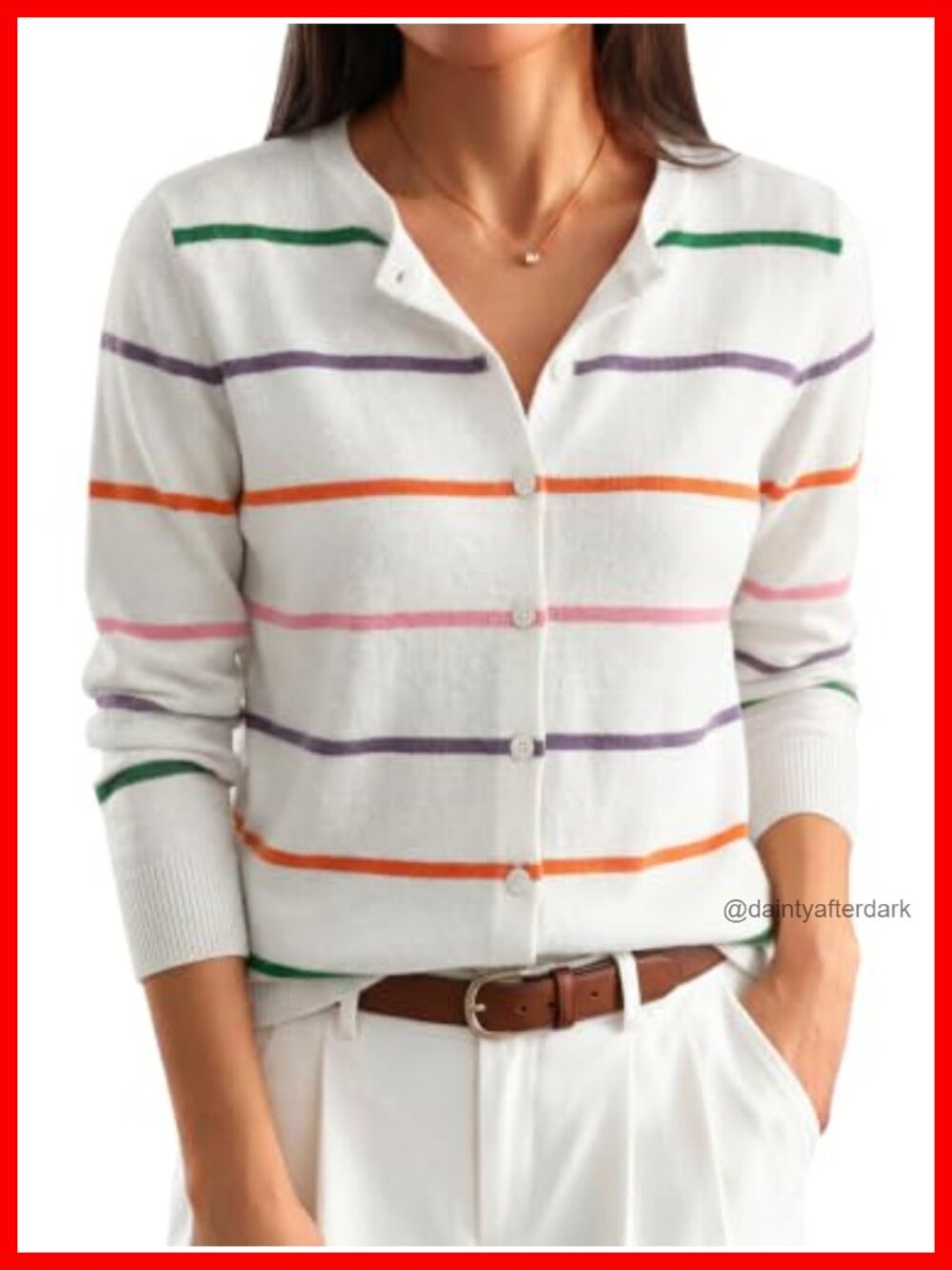 Lightweight Button-Down Cardigan Sweater with Ribbed Cuffs